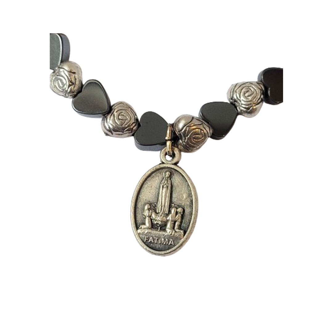 Pulsera de Hematites con Corazones