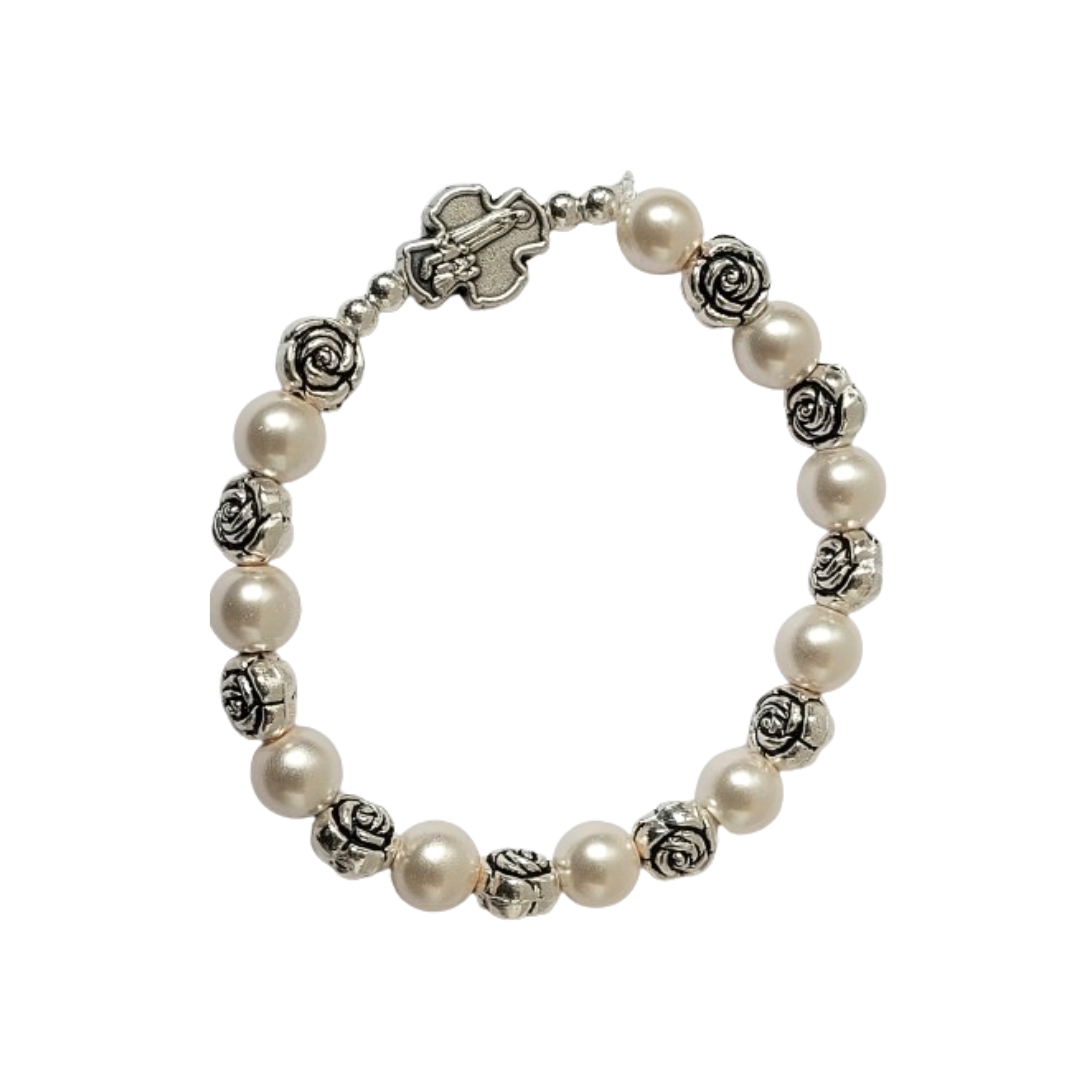 Pearl Bracelet with Roses