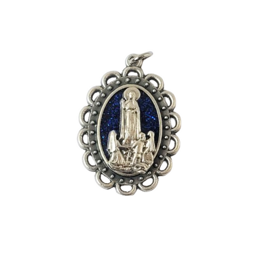 Shiny & Blue Apparition of Our Lady of Fatima Protection Medal