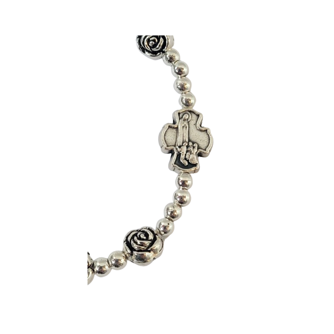 Silver Bracelet with Roses