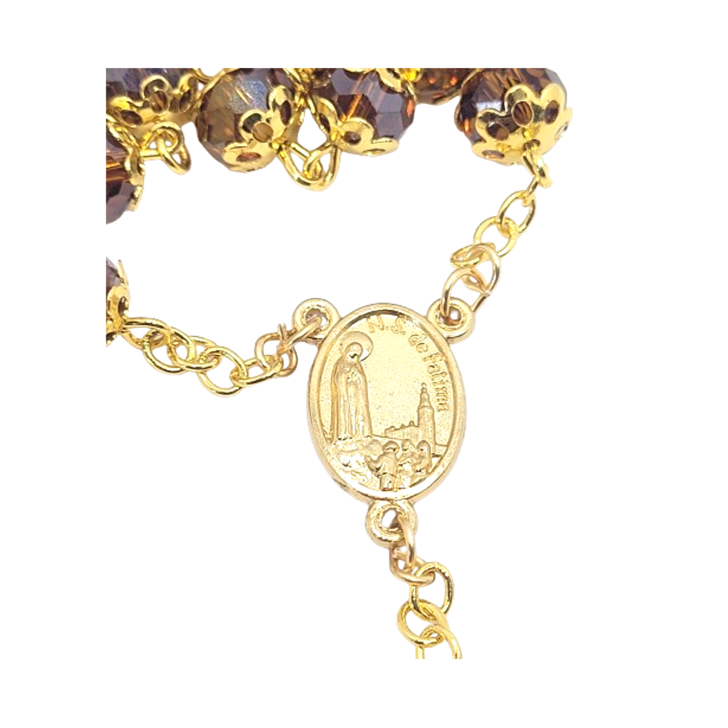 Amber Crystal & Golden Rosary