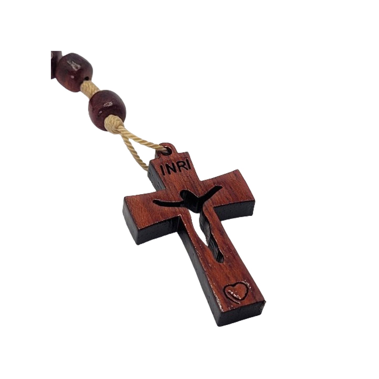 Red Wood Rosary Necklace