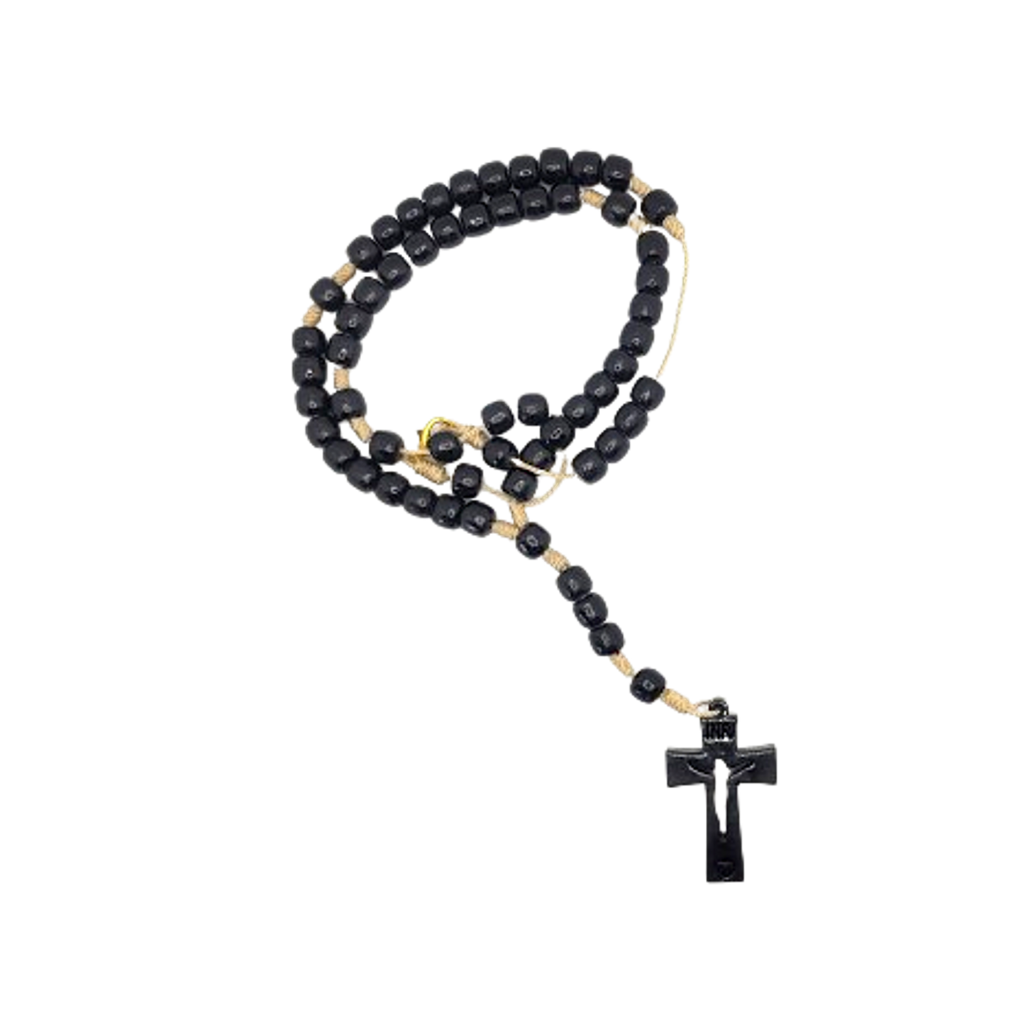 Black Wood Rosary Necklace