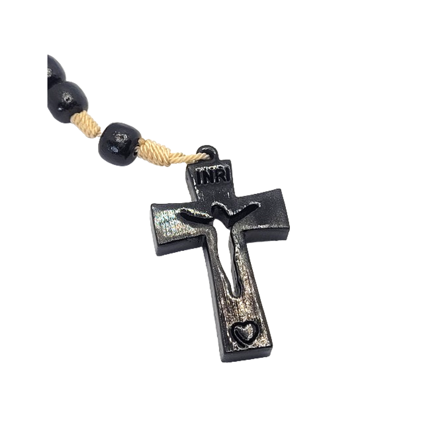 Black Wood Rosary Necklace