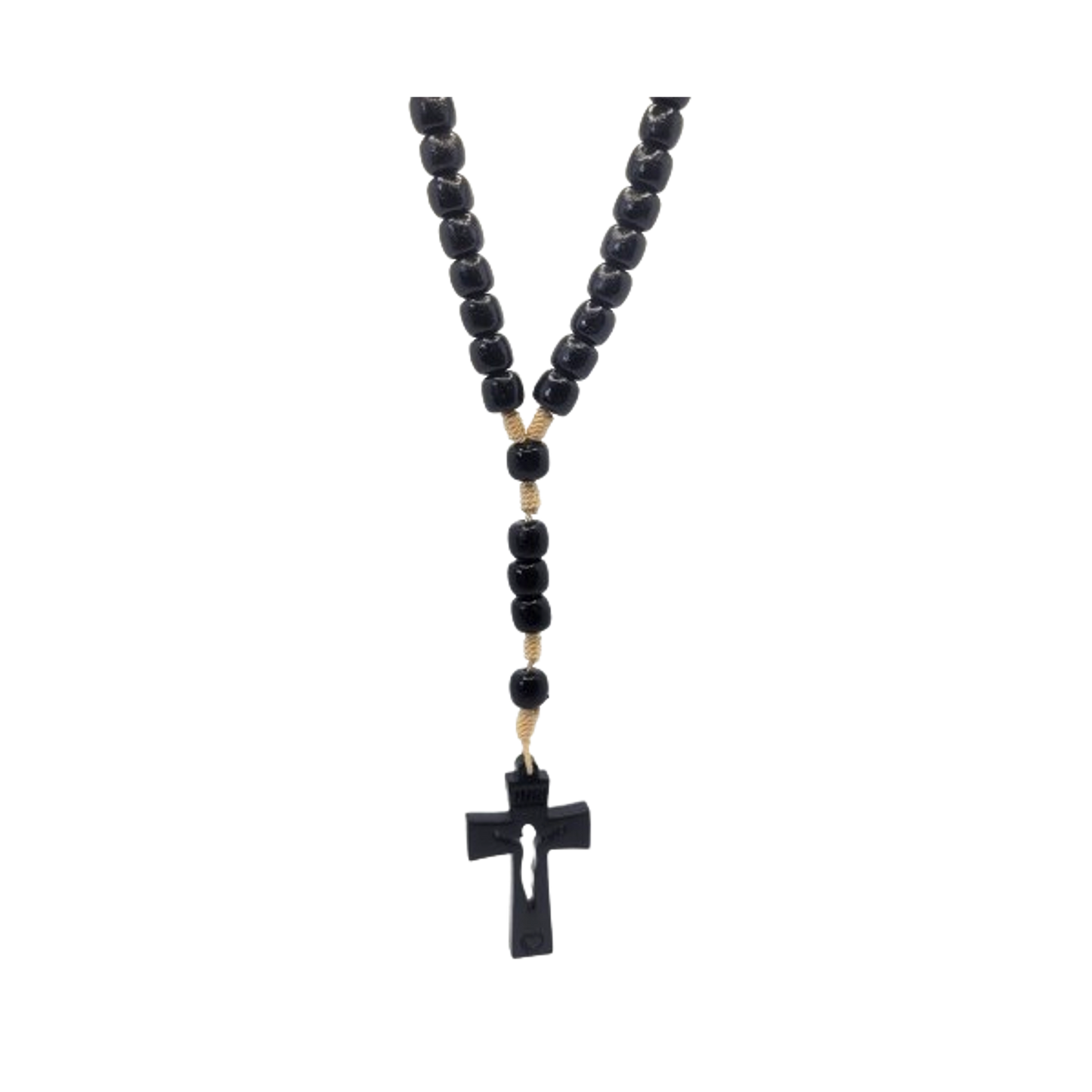 Black Wood Rosary Necklace