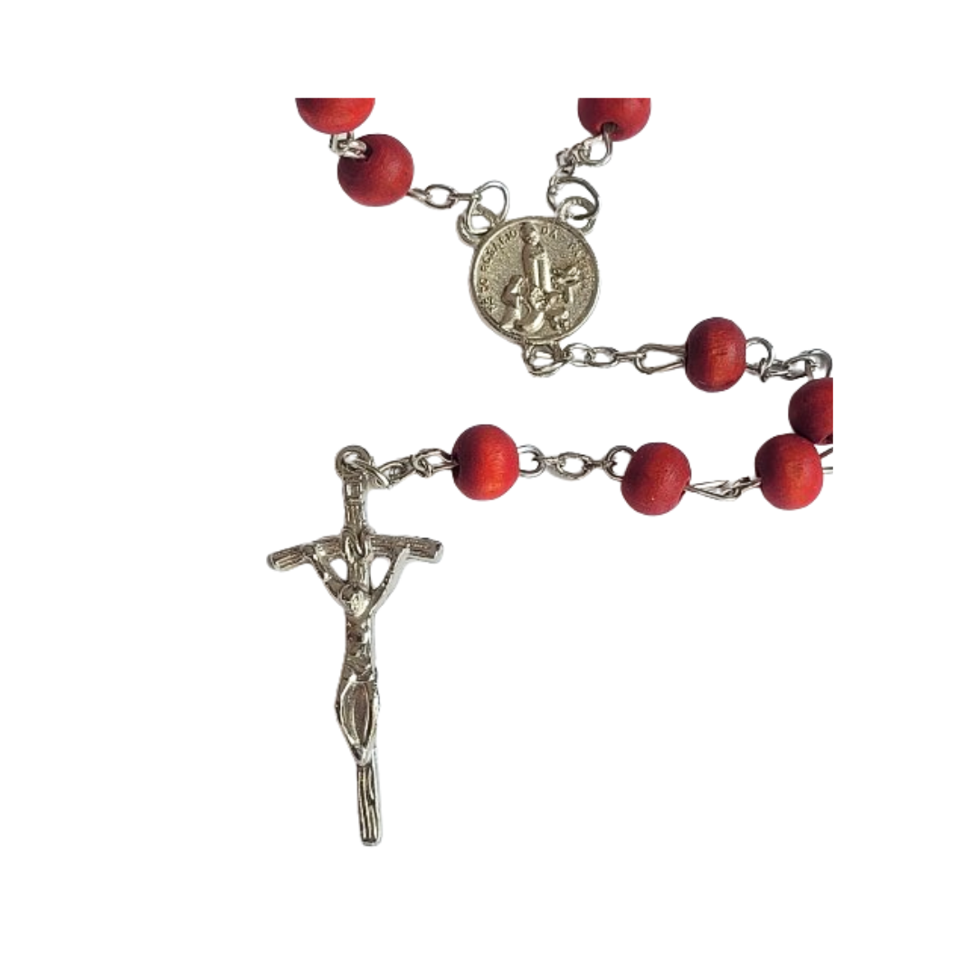 Rosario de rosas de madera