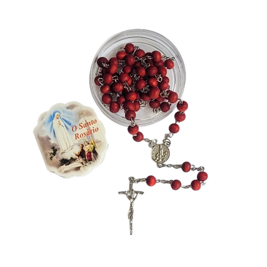 Rosario de rosas de madera