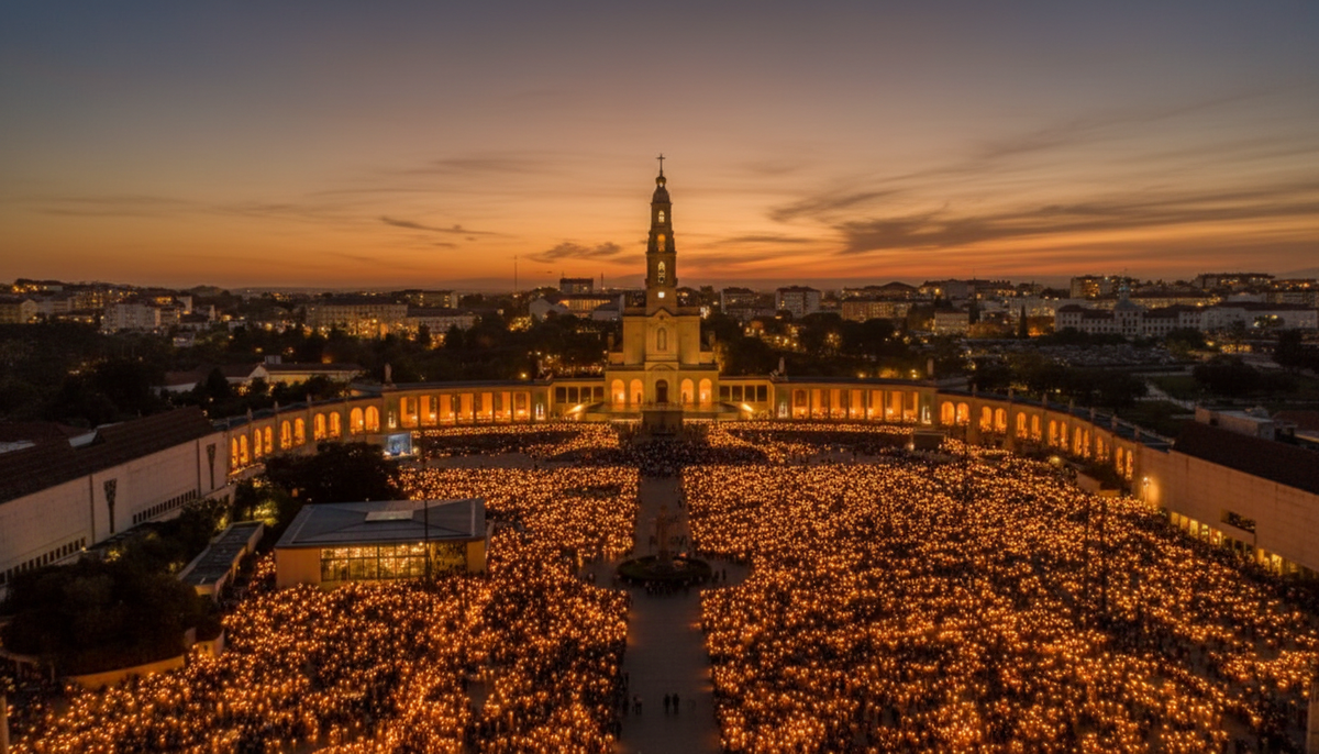 Sanctuary of Our Lady of Fatima with candles